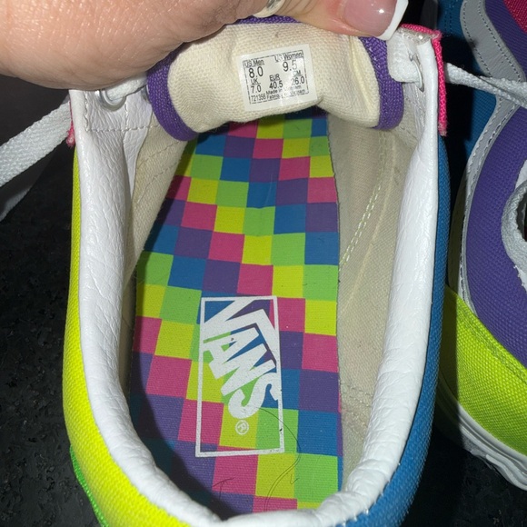 NEW VANS OLD SKOOL COLOR BLOCK  NEON FLUORESCENT BRIGHT SNEAKERS SZ M, W 9.5 - Picture 9 of 10